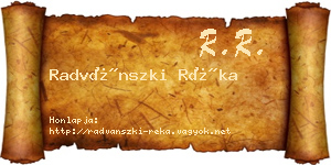 Radvánszki Réka névjegykártya