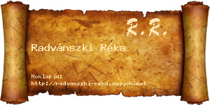 Radvánszki Réka névjegykártya